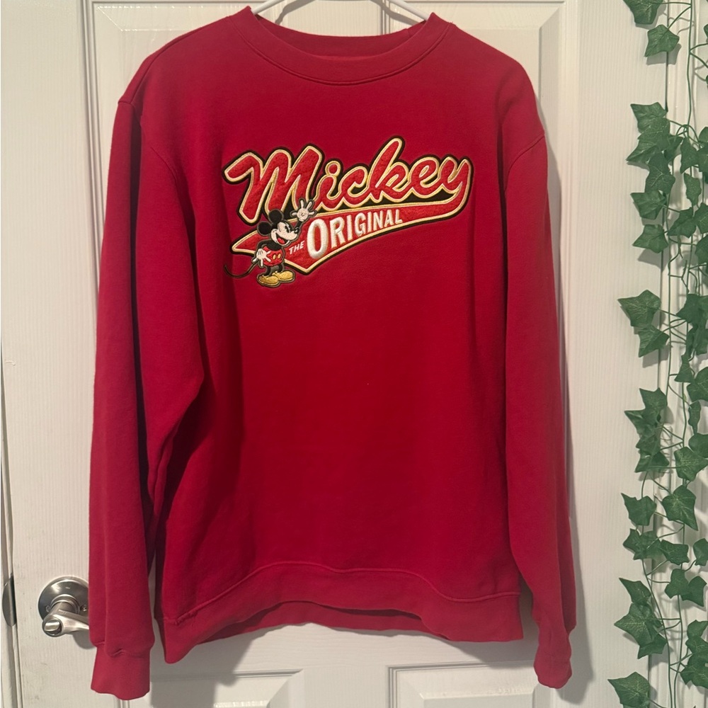 Vintage Disney Red Mickey Original Embroidered Crewneck Sweatshirt